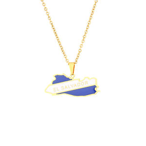 Nord America El Salvador bandiera della mappa nazionale impermeabile in acciaio inox gioielli di moda collana ciondolo all'ingrosso per le donne degli uomini - Product Image 1