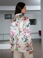 Chemise à manches longues pour femme, imprimé floral, col rabattu, style européen, nouvelle collection printemps, chemisiers décontractés pour femmes