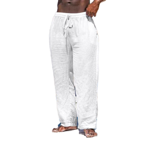 Pantalones Anchos Deportivos Casuales de Cintura Media, Ligeros, Transpirables, 100% Lino, de Alta Calidad para Hombre, Primavera 2026 - Product Image 1