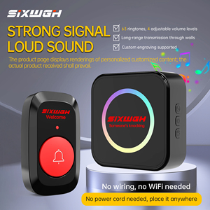 Campanello Wireless SIXWGH RF433 con Controllo APP, Messa <span class=keywords><strong>a</strong></span> Fuoco Automatica, 63 Suonerie/4 Livelli di Volume, Luce Lampeggiante, Funzionamento <span class=keywords><strong>a</strong></span> Batteria per Casa/Hotel/Ufficio - Product Image 4