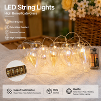 Guirlande lumineuse LED personnalisée en verre, Catena Luminosa, en borosilicate, blanc chaud, télécommande, fournisseur ODM, ensemble de décoration de Noël, vente en gros