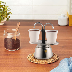 Juego de <span class=keywords><strong>Cafetera</strong></span> Moka de 2 Tazas al por Mayor, Inducción de Fuego, Portátil, Antigua, <span class=keywords><strong>Cafetera</strong></span> Express de Acero Inoxidable, Comercial - Product Image 4