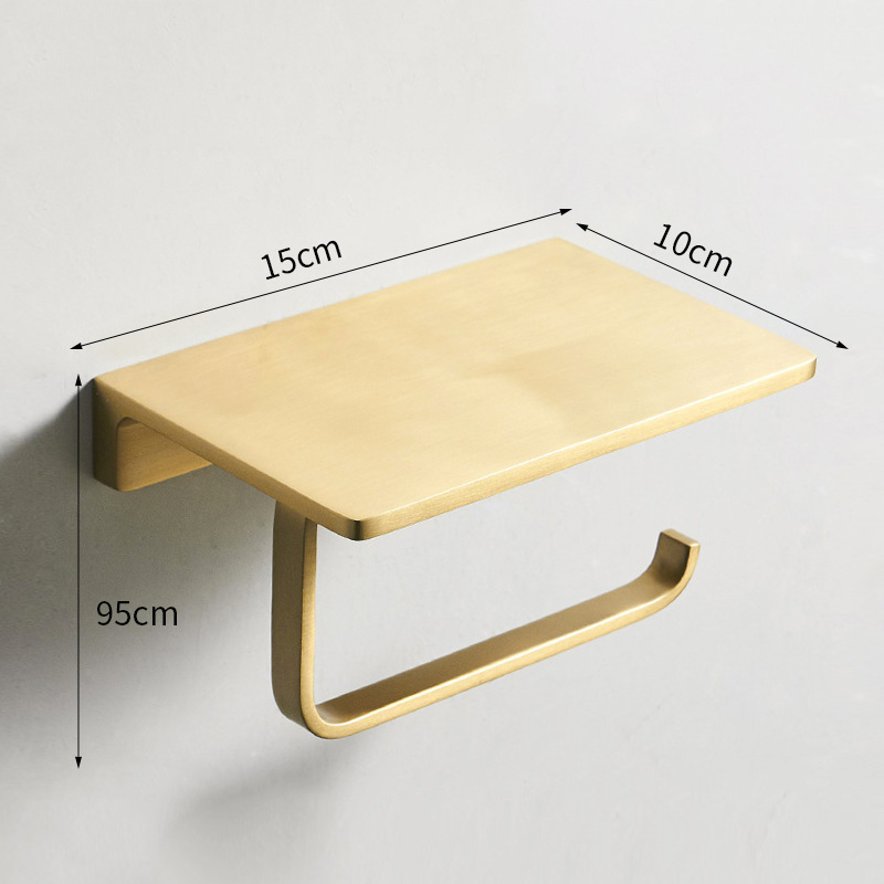 Porte-mouchoir simple en cuivre fin brossé doré [14cm]