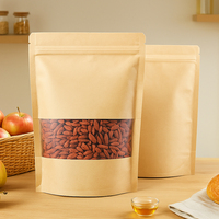 Sacs en papier kraft brun en gros avec fermeture éclair, pochettes verticales avec fenêtre transparente pour le stockage alimentaire (bonbons, thé, produits secs)