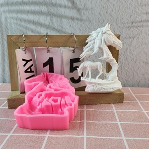 Horse Head Silicone Mold Pink Irregular Shape For Cake Candle Plaster Crafts Decorative Molds - Product Image 2