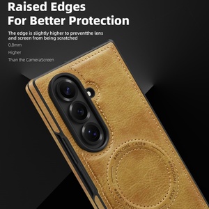 Wholesale Magnetic PU Leather Phone Case for Samsung Fold 7 3 4 5 6 With Hidden Strip <b>Stand</b> <b>Wireless</b> <b>Charging</b> Shockproof Cover - Product Image 4