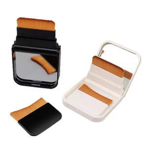 Portable <b>Mini</b> Folding <b>Foundation</b> Brush with Mirror Travel Size Flat Kabuki Synthetic Hair Soft Face Powder Makeup Kabuki Brush - Product Image 2