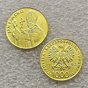 Monedas Conmemorativas de Estilo Antiguo de Polonia de 1982, 1000, 2000, 10000 Zlotych en Oro, <span class=keywords><strong>Papa</strong></span> Juan Pablo II, Regalos, Decoración <span class=keywords><strong>del</strong></span> Hogar - Product Image 1