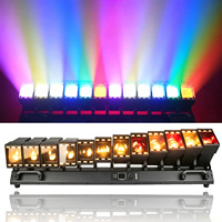 Barre de lumière LED 12x60W RGBW 4-en-1 DMX Matrix Bar Wash avec anneau halo, faisant office de tête mobile à faisceau oscillant, offrant un effet de balayage, de coloration et de faisceau.