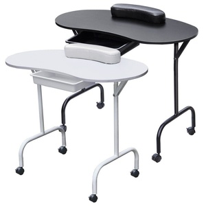 <span class=keywords><strong>Table</strong></span> de <span class=keywords><strong>manucure</strong></span> pliable en cuir véritable, portable, réglable en hauteur, avec tiroir de rangement et repose-main pour salon de beauté - Product Image 1