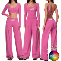 Setelan Olahraga Yoga 3 Potong Berkualitas Tinggi dari Bahan Spandex/Nylon, Cepat Kering, dan Elastis Empat Arah untuk Wanita Plus Size, Custom dari Produsen