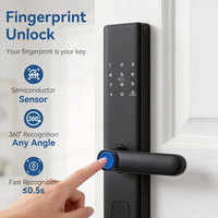 Neues Design Smart Life Haustürschloss Biometrischer Fingerabdruck Passcode-Karte Digitales WLAN Tuya TTlock App Smart Lock