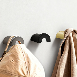 Nordic Style Round <b>Wall</b> <b>Hooks</b> For Coat Hat Bag Rust Resistant Door Mounted <b>Hook</b> K658 Black Bright Gold Nickel Brushed - Product Image 2