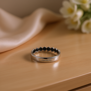 Bague en cuivre plaqué or blanc brillant avec serti hexagonal en onyx noir pour un usage quotidien unisexe F623 - Product Image 2