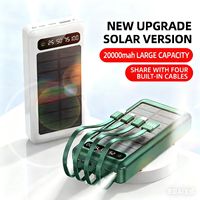 Banco de Energía Solar de 20000 mAh con Cable para iPhone, Bancos de Energía Portátiles con Pantalla LED, Banco de Energía con Cable Tipo C para iPhone y Android