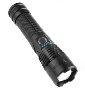 Linterna LED recargable de alto lumen, linterna táctica con zoom, carga USB, resistente al agua, linterna de emergencia para acampar y hacer senderismo - Product Image 1