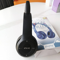 Casque sans fil 2026 P47M à oreilles de chat, Bluetooth 5.2, avec éclairage RGB, écouteurs P47 Silent Disco avec micro, écouteur, auriculares