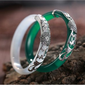 <span class=keywords><strong>Bracelet</strong></span> BOCAI en argent véritable S925 de haute qualité, avec agate naturelle, chalcédoine et <span class=keywords><strong>jade</strong></span>, pour femmes. - Product Image 2