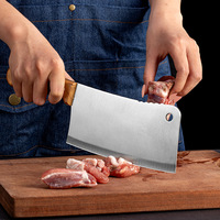 Hachoir à viande en acier inoxydable de style chinois pour la cuisine domestique, idéal pour couper les os et les légumes, style serbe, pour usage professionnel des chefs.