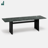 Table basse rectangulaire en pierre frittée de style Mid-Century Modern, avec pieds en métal multi-tubes noirs, table de cérémonie du thé pour usage de bureau