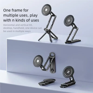 Support de téléphone trépied magnétique en alliage d'aluminium, fixation instantanée, amortissement puissant sur 3 axes, rotation à 360° pour selfie, diffusion en direct et extérieur - Product Image 4