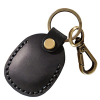 LEOSHOP Housse de protection anti-rayures pour porte-clés, lot de 2, en cuir véritable, ovale, durable, étuis porte-clés pour Apple