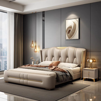 Lit de Luxe King Size en Bois avec Rangement et Tête de Lit Rembourrée, Design Moderne, Modèle KG6658