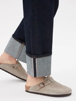 Jeans Mom Baggy Taille Haute pour Femme, en Denim Coton Noir, Coupe Droite, Imprimé Vintage, avec Rivets et Boutons, Effet Délavé, Ourlet Roulé, Logo à la Taille, ODM OEM