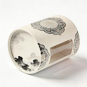 Luxury Custom Printed Cylinder Paper Box With Display <b>Window</b> Sturdy Round Cardboard Tube For Tea And Candle Packing - Product Image 4