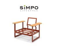 SIMPOLIFESTYLE Mobilier d'extérieur écologique imperméable Hattie Lounger 2 places, structure en teck, tissu en oléfine, salon, cour