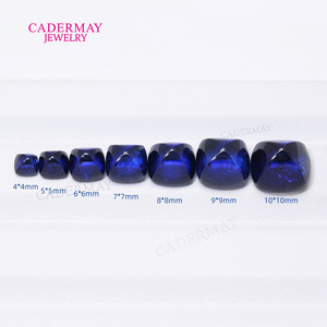 Cadermay Royal Blue Synthetic Sugar Tower Loose Gemstone 4x4mm To 10x10mm For Jewelry Making - Product Image 1