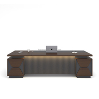Bureau de direction en bois moderne, bureau de PDG de luxe en forme de L, table de patron durable, mobilier de bureau