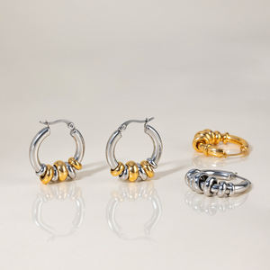 J & D <span class=keywords><strong>Boucles</strong></span> d'oreilles créoles <span class=keywords><strong>multi</strong></span>-<span class=keywords><strong>anneaux</strong></span> mobiles modernes minimalistes sans ternissure de style classique Huggie - Product Image 3