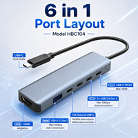 Station d'accueil USB-C 6-en-1 en aluminium, double sortie 4K+60Hz et Type-C multifonction 100W PD, 4 ports USB 3.2 Gen2 10 Gbps, portable pour ordinateur portable