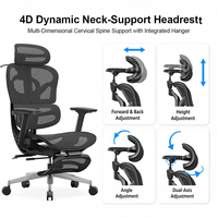 Fauteuil de bureau ergonomique de luxe contemporain en maille à dossier haut, avec accoudoirs 3D en PU, réglable et pivotant, idéal pour les dirigeants et les ateliers - Vente en gros