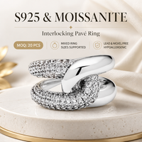 Bagues YUNCHENG en moissanite doublement entrelacées, plaquées or rhodié, pour mariage, fiançailles, anniversaire, fête, cadeau