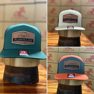 Bán buôn tùy chỉnh thêu vá Logo trống Richardson 168 phẳng vành cap 7 Bảng điều chỉnh Snapback lưới trucker cap - Product Image 2