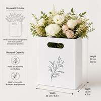 Sac à bouquet en papier blanc personnalisé avec poignée pour l'emballage de cadeaux de fleurs de mariage