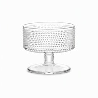 Bol à dessert en verre design, à pied, pour sundae, trifle, crème glacée, texturé, anti-fuite, qualité alimentaire, pour café