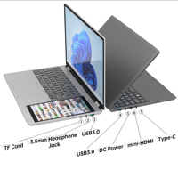 Nuovo Laptop Intel N95 con Doppio Display 15.6"+7", Raffreddamento ad Alte Prestazioni, Uso Aziendale, Tastiera Inglese, Windows 11, 16GB RAM, SSD, IPS