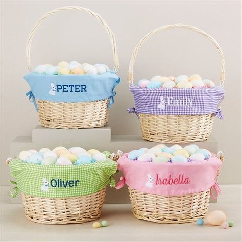 JY Wholesale Natural Willow Wicker Easter Gift Basket Empty Hamper with Liner for Picnic Easter Storage Basket