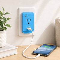 Mini Beyaz ABS Duvar Prizi Güç Uzatıcısı, Ev Elektronik Cihazları için 5V 2.1A USB ile
