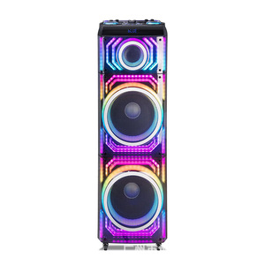 MT-1218 <b>Bluetooth</b> Wooden Dual 12-inch Acrylic Transparent Party Speaker With <b>Microphone</b> Rechargeable Battery Outdoor Home Use - Product Image 1