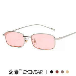 แว่นตา แว่นกันแดดทรงสี่เหลี่ยมเล็ก กรอบสีทอง เลนส์สีแดง UV400 สำหรับทุกเพศ น้ำหนักเบา สไตล์สตรีท - Product Image 5