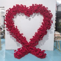 Mur floral en soie fait main, imperméable et écologique, avec roses rouges, pour mariage, fêtes, Nouvel An, Noël, Thanksgiving – Cadeau
