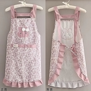 Tablier de cuisine en polyester anti-taches motif lapin mignon pour femme, usage domestique quotidien avec poche - Product Image 2