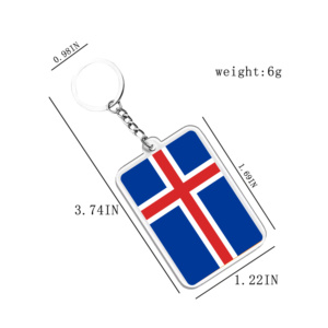 Iceland cờ <span class=keywords><strong>Keychain</strong></span> 3x4.3cm màu xanh và trắng chữ thập Đỏ mô hình cổ điển đơn giản phong cách Bắc Âu Thiết kế xách tay <span class=keywords><strong>Keychain</strong></span> phụ kiện - Product Image 2
