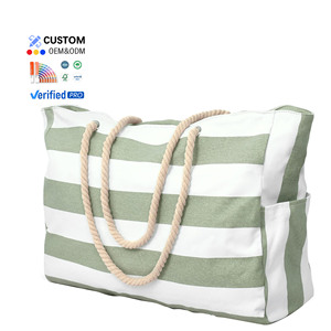 Tùy Chỉnh Quá Khổ Vải Túi Xách Bán Buôn Mua Sắm Mang Theo Túi Du Lịch Tái Sử Dụng Sọc Bãi Biển <span class=keywords><strong>Tote</strong></span> Túi Cho Phụ Nữ Cotton Sang Trọng - Product Image 1