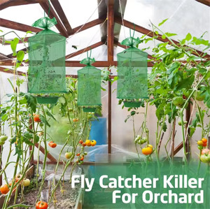 Trampa para Moscas Eficiente para Exteriores, Jaula Reutilizable con Red de Malla Colgante, Atrapa Moscas de la Fruta para Granjas, Ranchos, Huertos, Control de Plagas en Ganado - Product Image 3