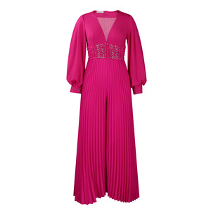 Combinaison africaine plissée à jambes larges, à manches longues, ornée de perles, sexy, pour femmes grandes tailles, nouvelle collection - Product Image 6